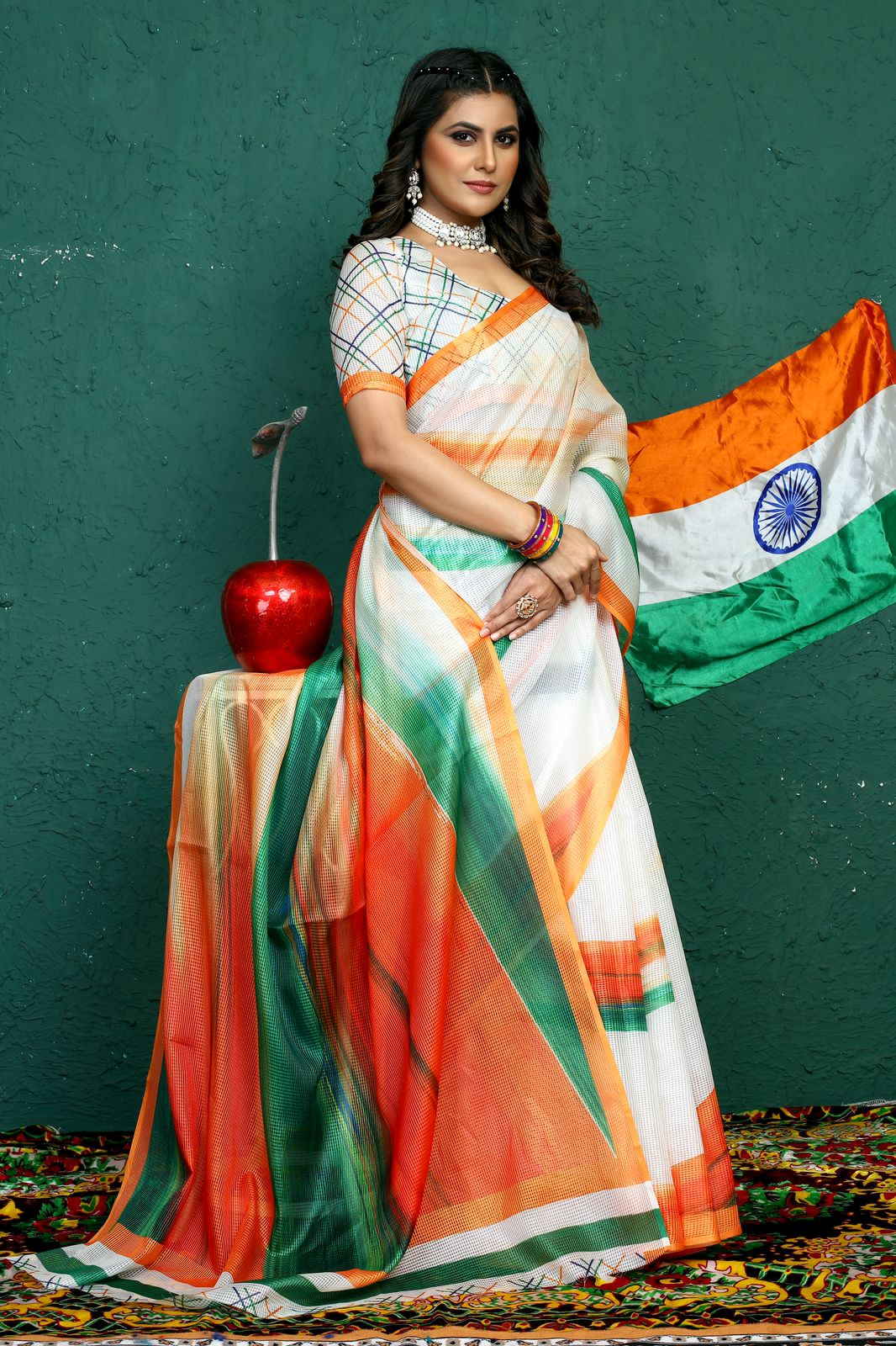 tiranga Lycra 15 August Special Saree at Rs 650 in Surat | ID: 2851673848430