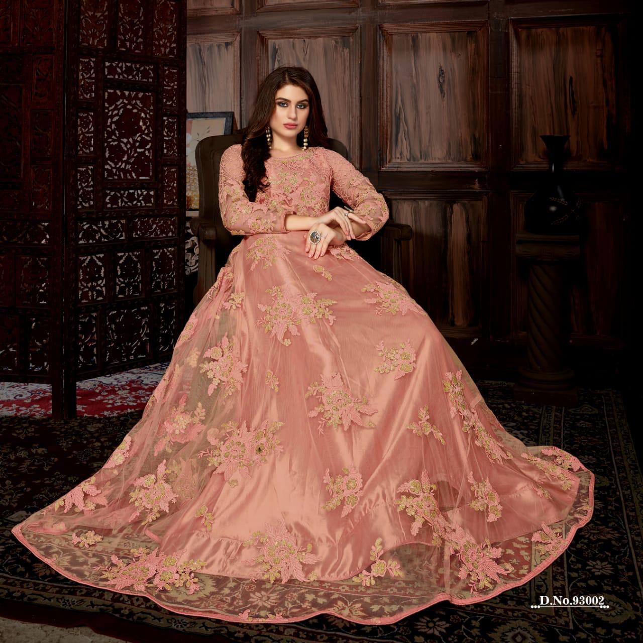 Indian Designer Partywear Flared Gown Handmade Wedding Wear Anarkali Gown  Suit
