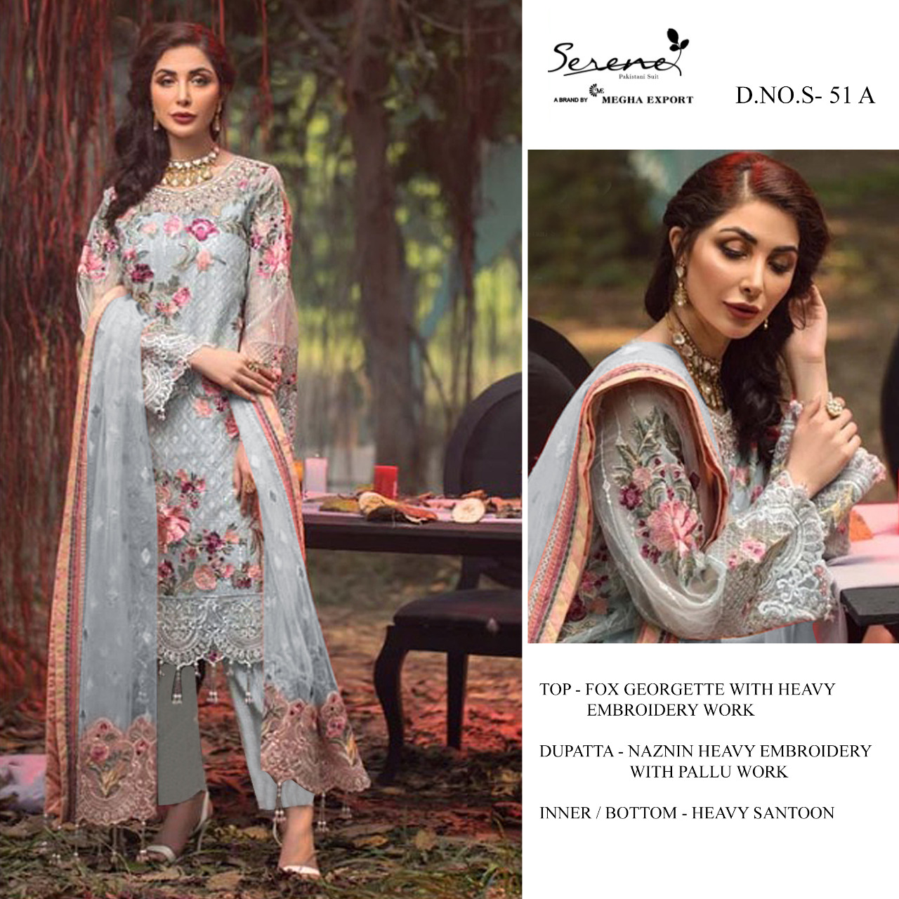 Grey Georgette Pakistani Suit Online at Best Price - Rutbaa