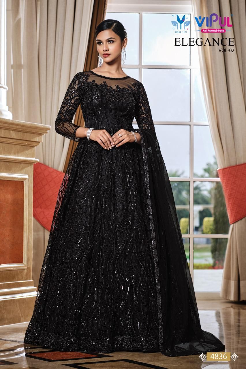 KIDS BLACK CENTER CUT GOWN BY POONAM DESIGNER 1001 TO 1008 SERIES DESIGNER  STYLISH FANCY COLORFUL