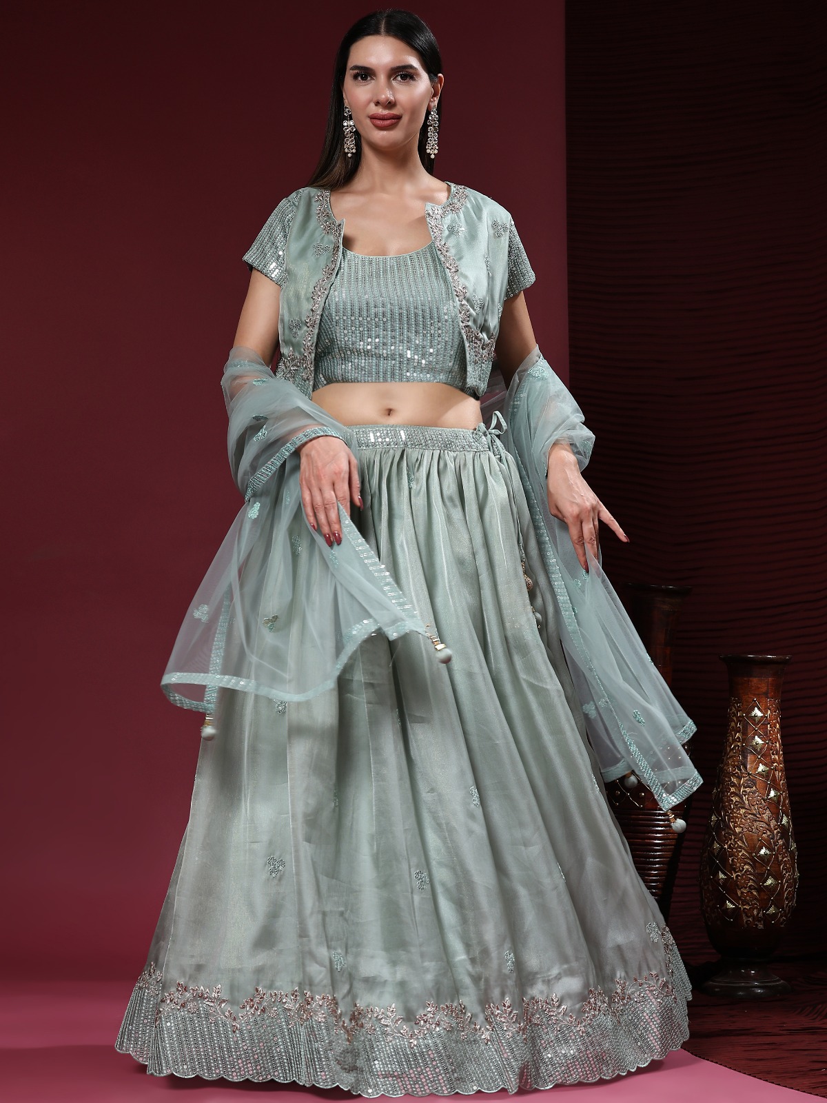 Trending | $64 - $129 - Silver Lehenga Organza Print Lehenga Choli and Silver  Lehenga Organza Print Chaniya Choli Online Shopping | Page 3