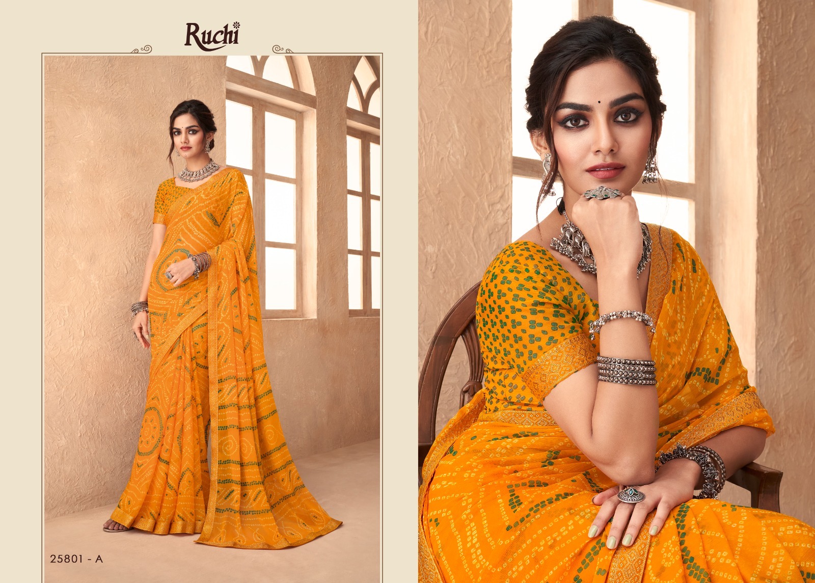 Beautiful bandhani saree with designer lace border - ShopLance