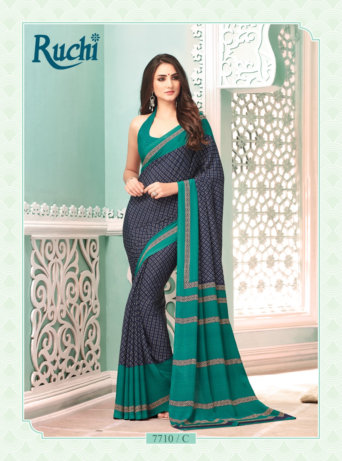 Buy Malgudi Silk Fabric Turquoise Colour Uniform Wear Printed Saree with  Blouse - 2435 online in India | Vimla Prints