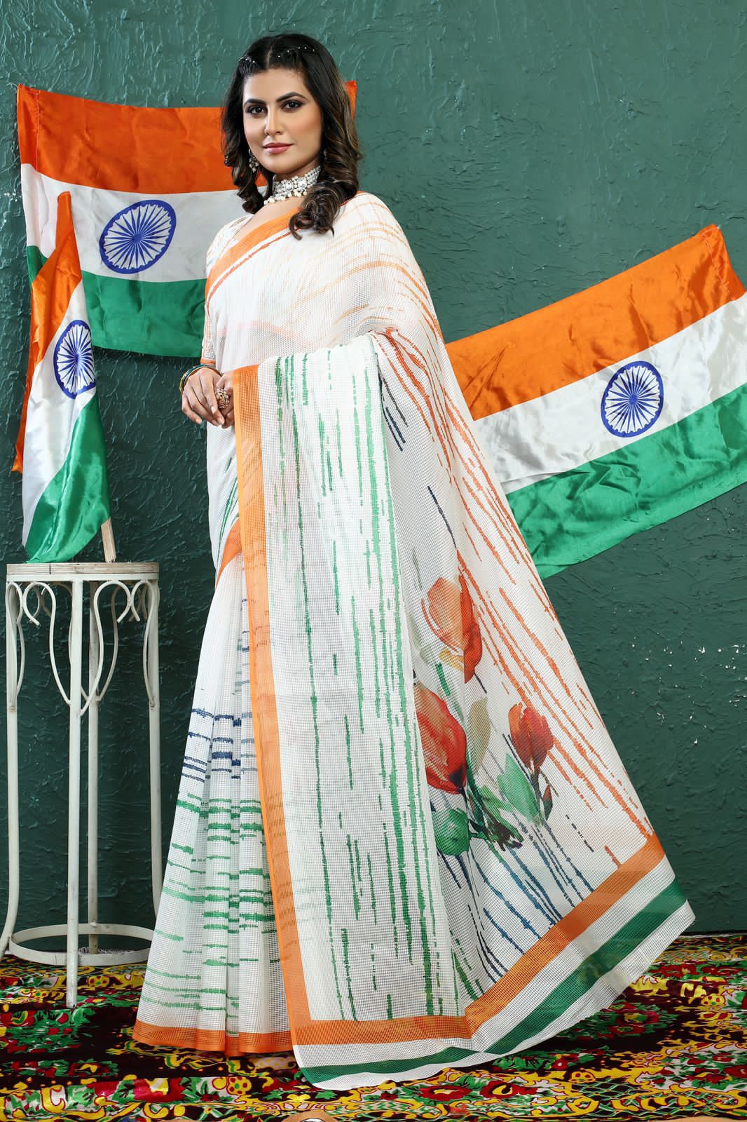 Cotton Tiranga Saree at Rs 350 in Surat | ID: 2851928922930