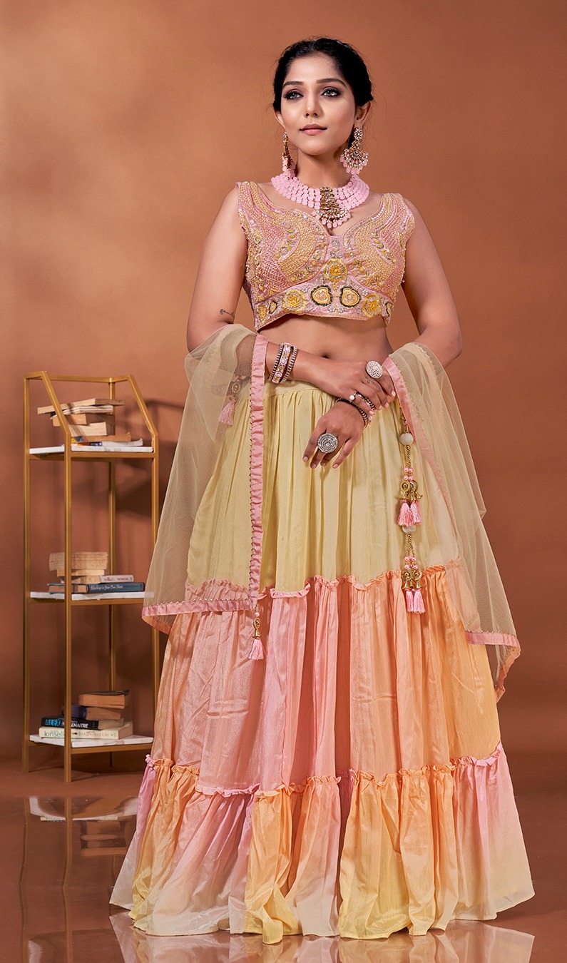 Indian Designer Wedding Wear Crop Top Embrodery Work Lehenga Choli With  Jacket | eBay