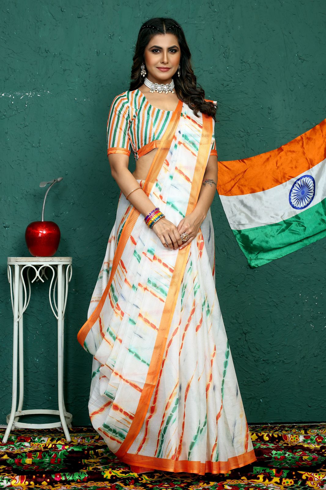 Shinny Multicoloured Softsilk Saree – The Usee Shop