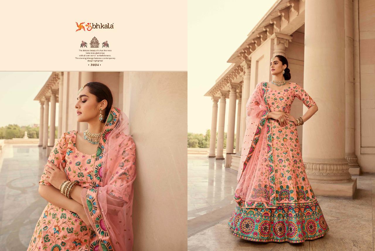 Yellow and Peach Stone and Threadwork Semi-Stitched Designer Lehenga –  Seasons Chennai