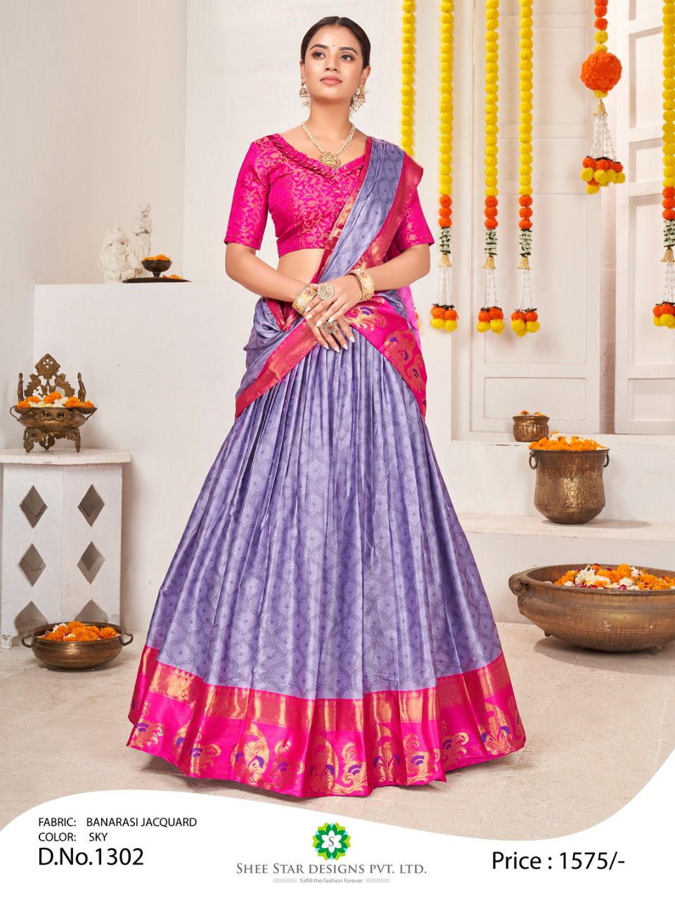 Buy White Banarasi Silk Embroidered Umbrella Lehenga Wedding Wear Online at  Best Price | Cbazaar