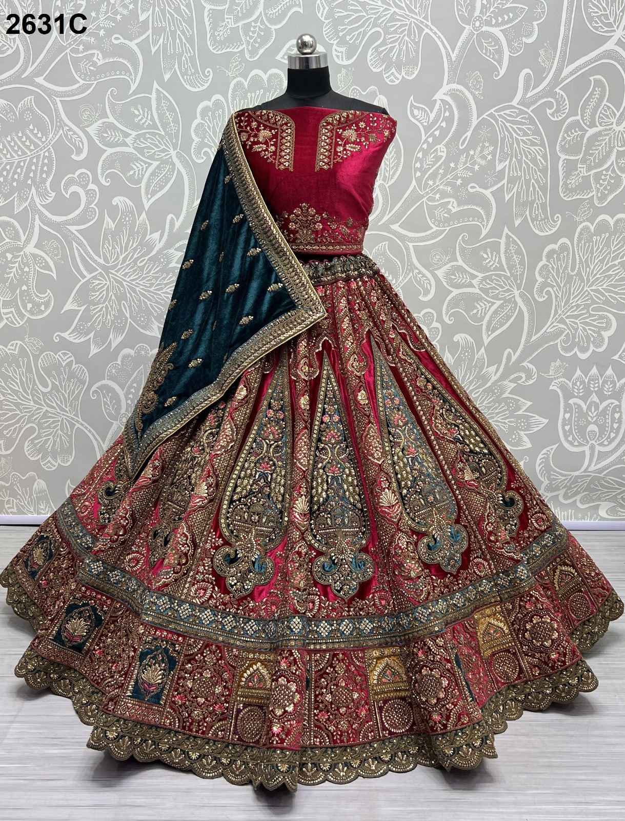 Velvet Diamond Work Designer Lehenga Choli