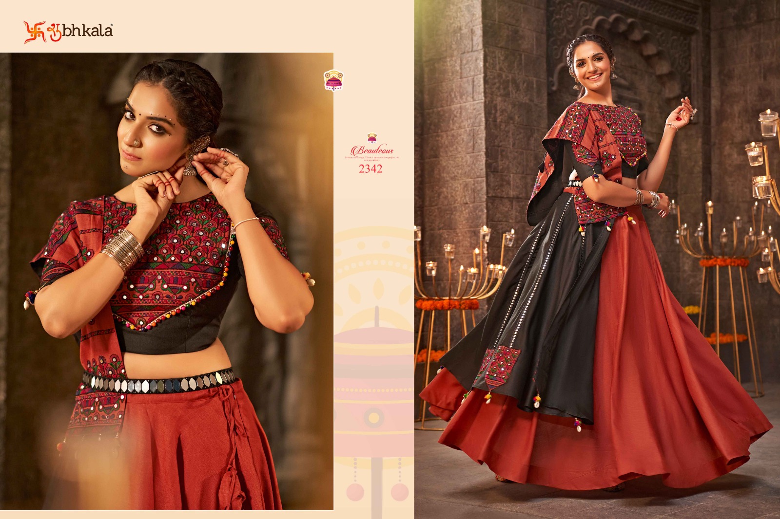 Multi Color Mirror Work Printed Cotton Navratri Lehenga Choli  #navratrichaniyacholi #fashion | Cotton lehenga, Fancy blouse designs,  Chaniya choli
