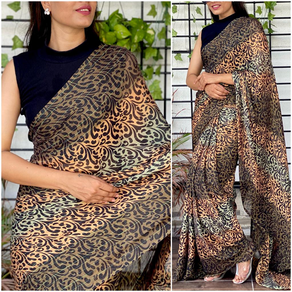 SATIN SILK SAREE WITH TIGER... - Sri Chandrashekar Textiles | Facebook