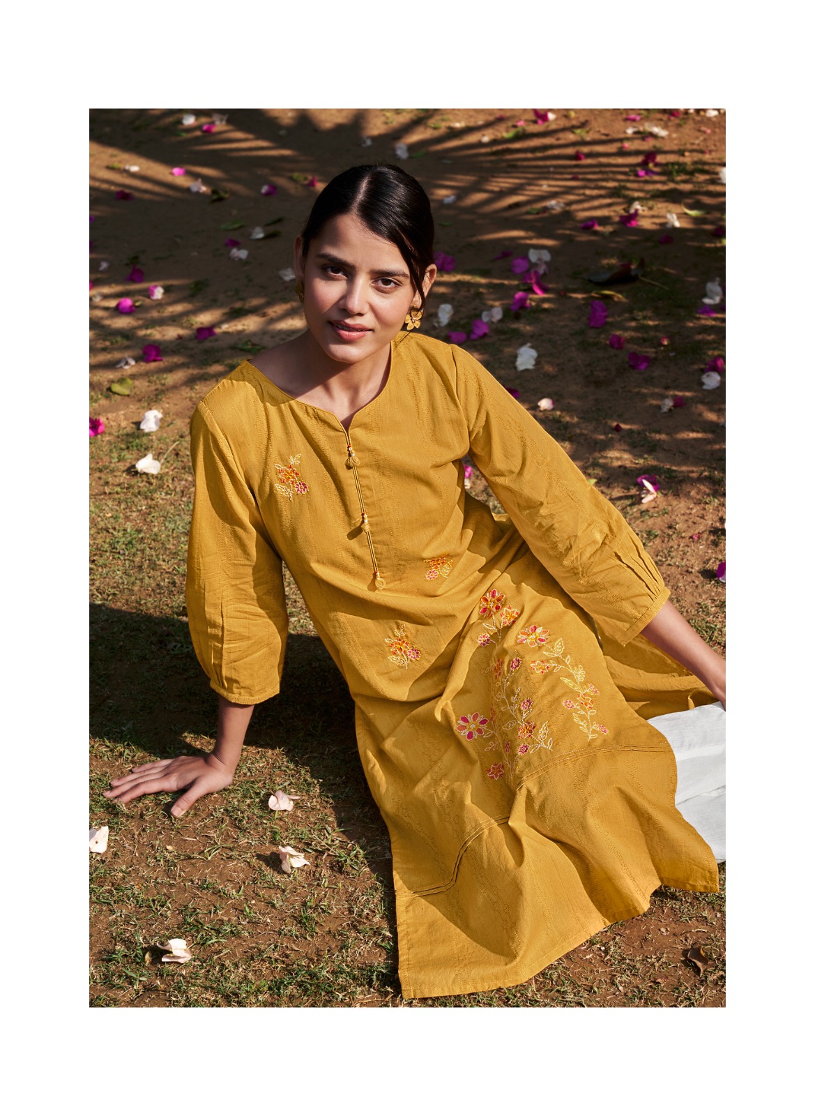 Yellow Color Straight Solid Button Cotton Blend Regular Stitched Kurti For  Women Decoration Material: Beads at Best Price in Howrah | Md. Classic
