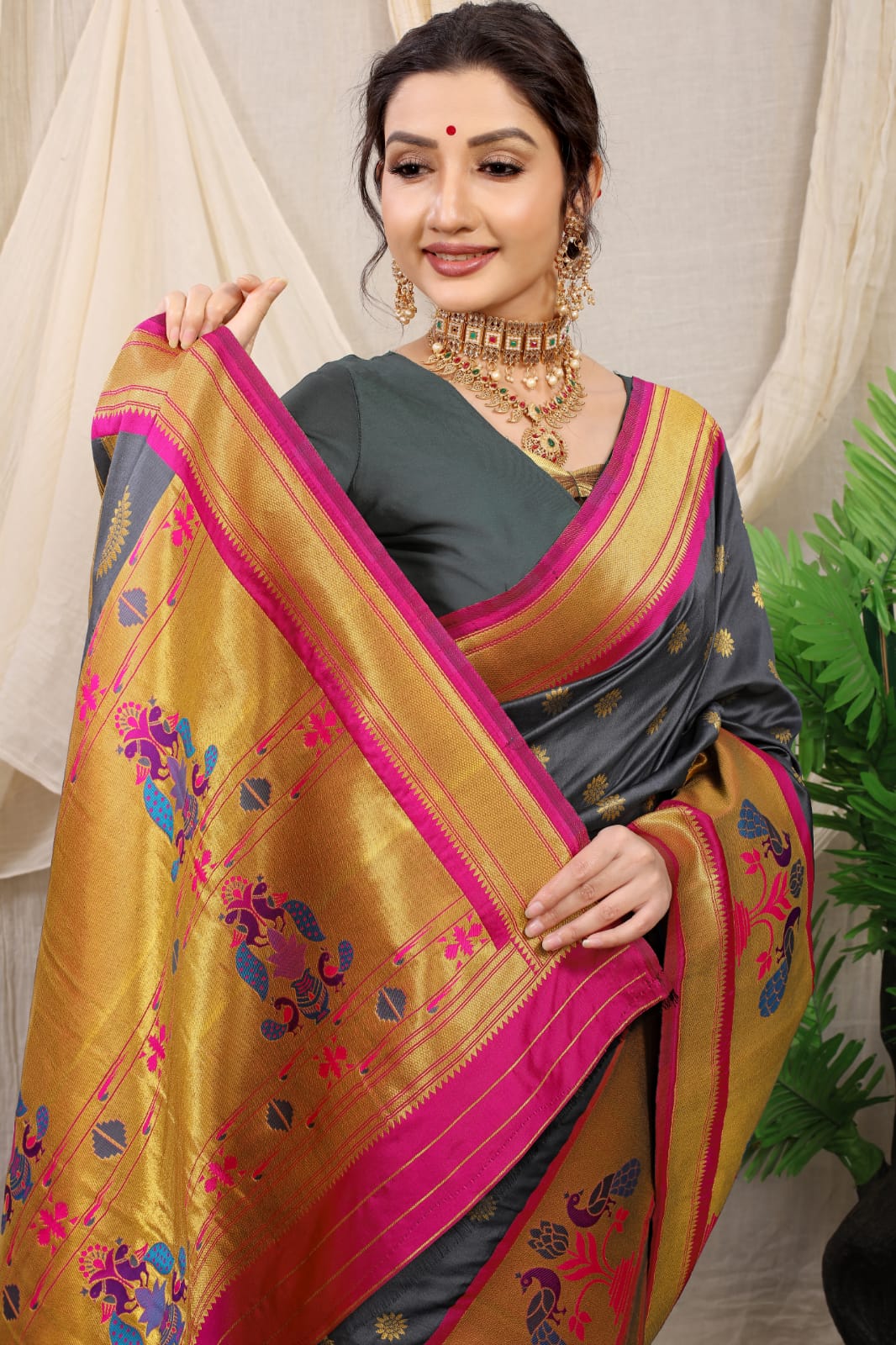 Yellow silk saree with blouse 13361