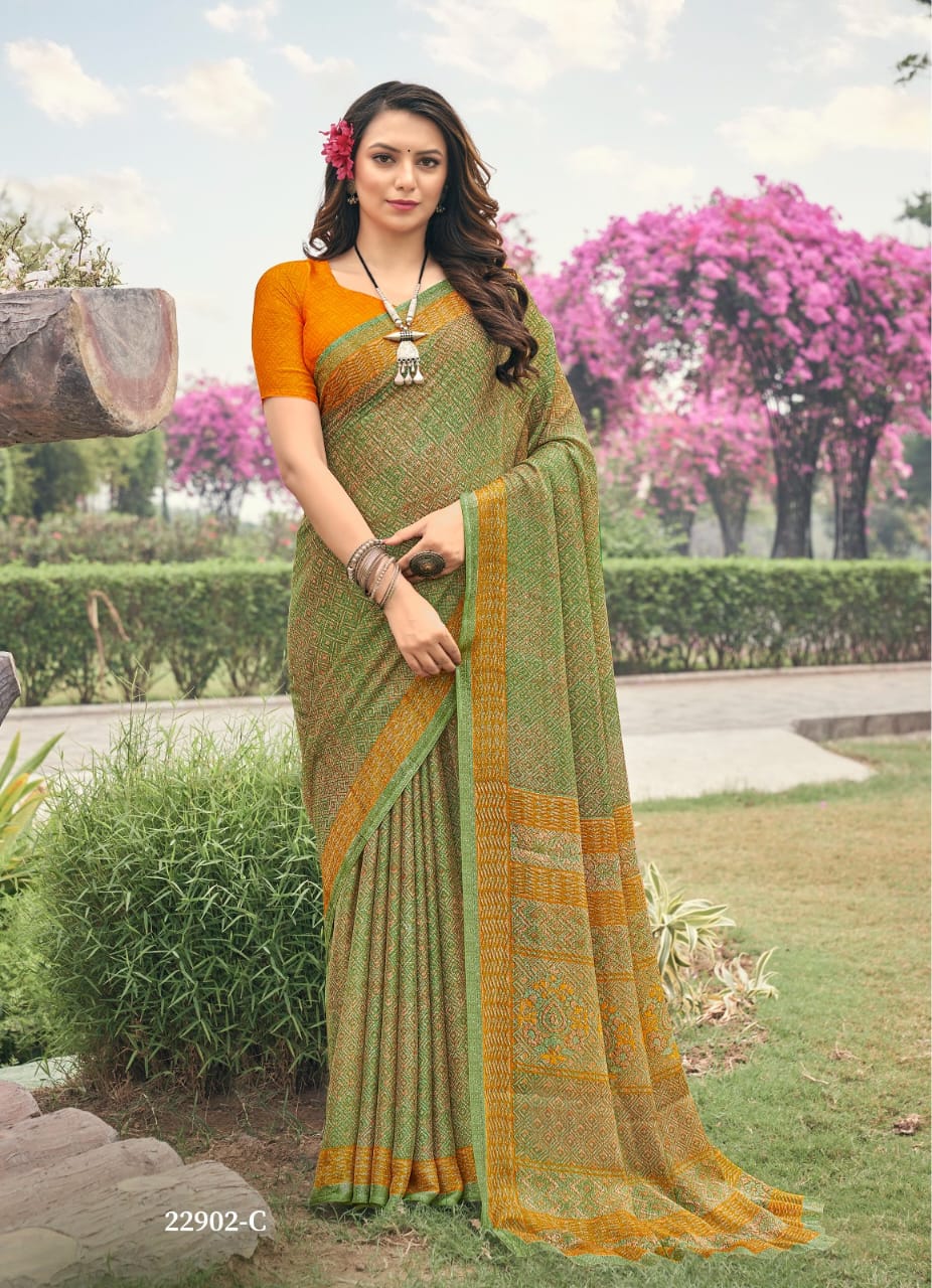 60 Gram Georgette Printed Saris Soft Printed Poonam Saris Wholesaler In  Surat