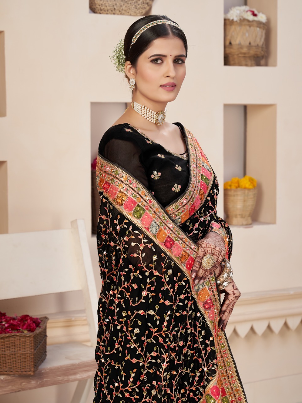 Party wear designer sequence work black saree - Shop Lance – ShopLance