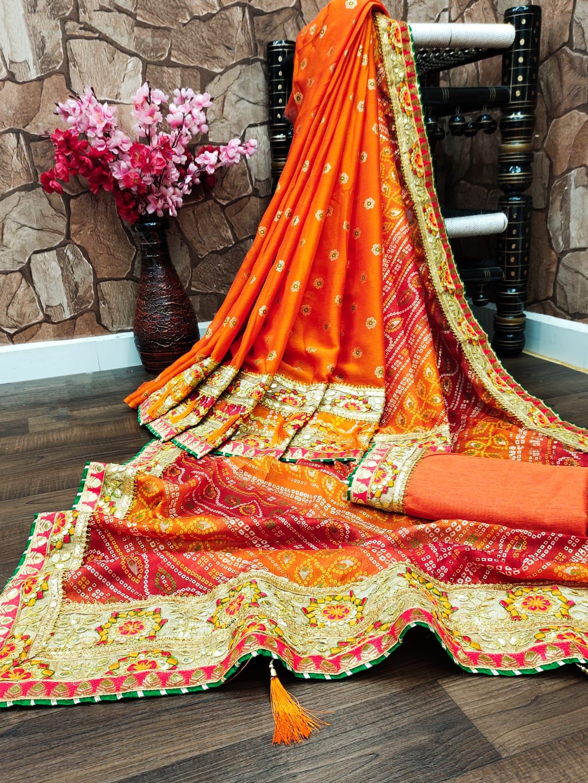 Beautiful chunri print Saree | Simple sarees, Saree, Saree collection