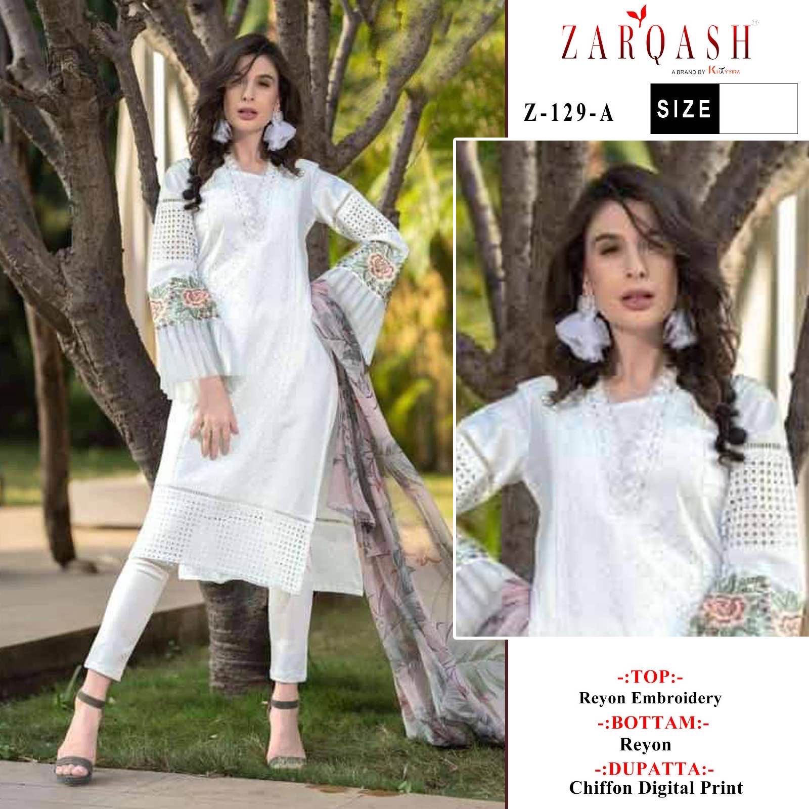 ZARQASH 2037 D WHITE SALWAR KAMEEZ WHOLESALE