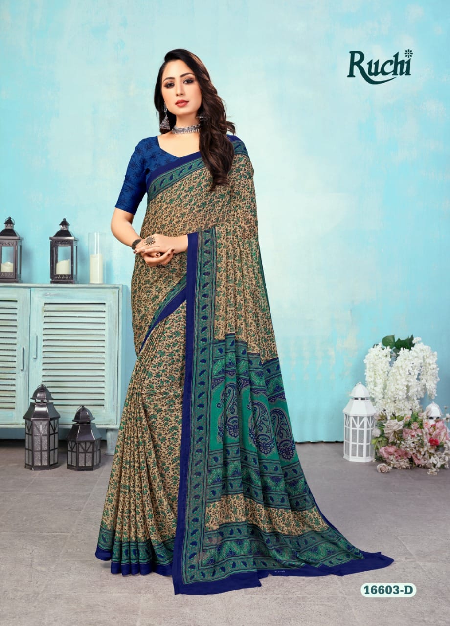 Fancy Printed Daily Wear Sonakshi Silk Blue Sarees – Stilento