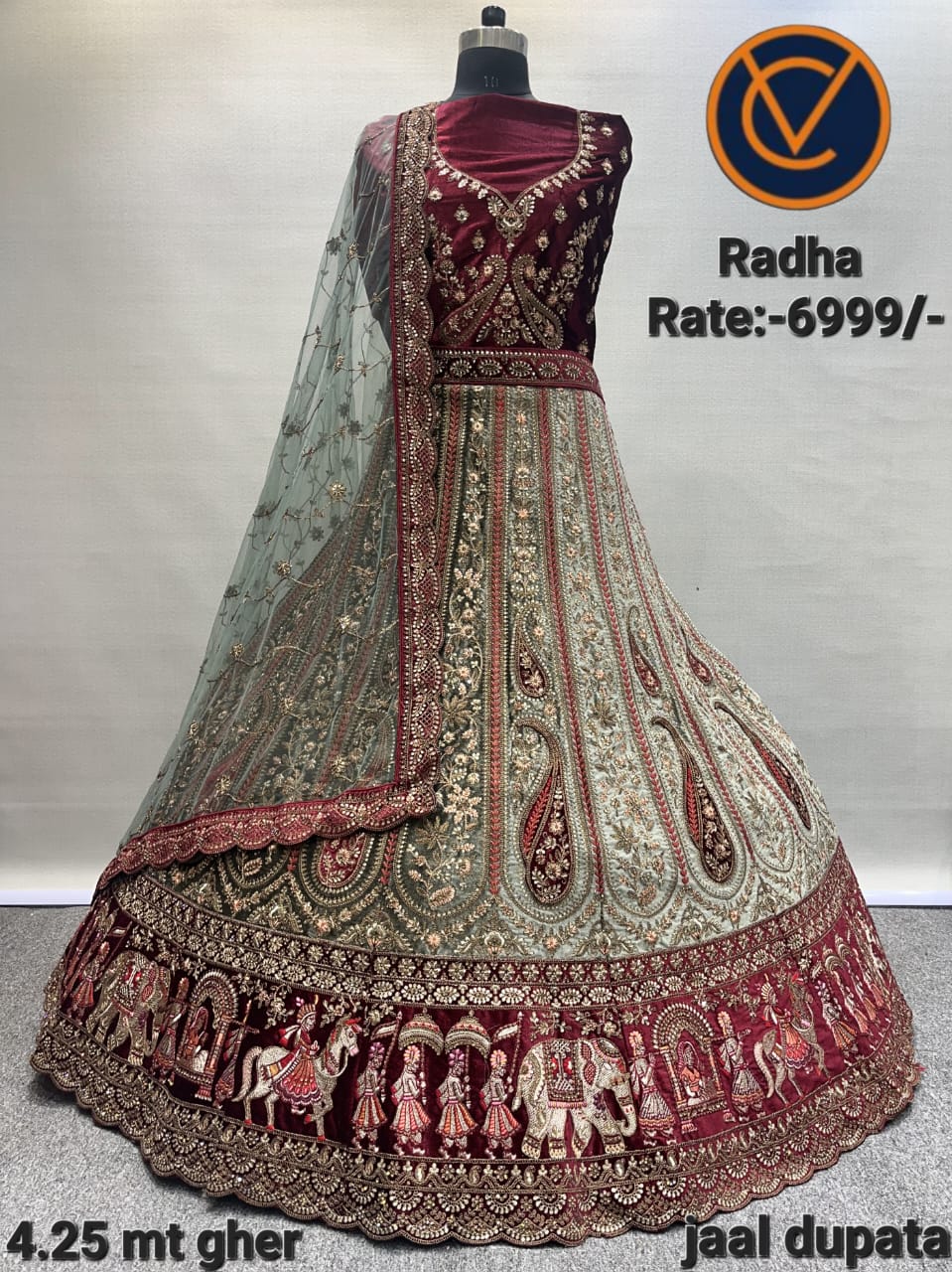 black and red net viscos designer bridal lehenga with blouse - Manjula Feb  - 361652