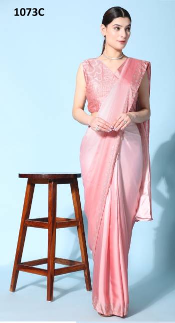 D.NO. 1073 A TO 1073 E BY SATIN GEORGETTE SAREE MANUFACTURER IN INDia