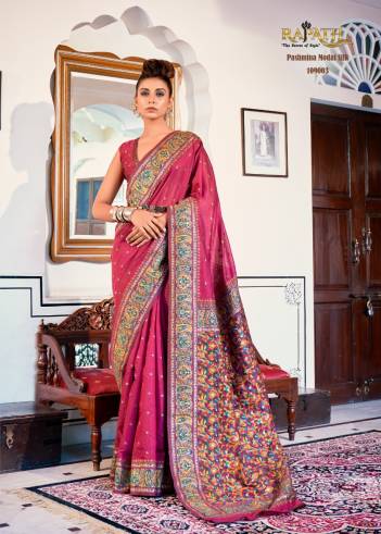 KALAKARI PASHMINA SILK BY RAJPATH PURE KASHMIRI MODAL WEAVING SAREE WHOLESALER IN SURAT