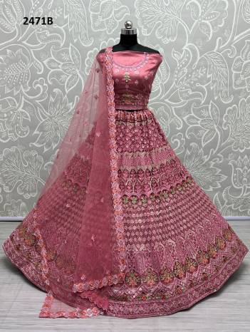D.NO.2471A TO 2471C BY ANJANI ART HEAVY NET LEHENGA CHOLI WHOLESALER IN INDIA