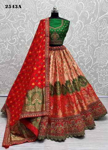  2543A & 2543B BY ANJANI ART BANARASI SILK LEHENGA CHOLI WHOLESALER IN INDIA