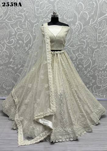 D.NO. 2559A TO 2559D BY ANJANI ART HEAVY NET LEHENGA CHOLI WHOLESALER IN INDIA