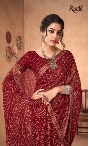 SIMAYAA VOL-18 BY RUCHI CHIFFON BANDHNI SAREE MANUFACTURE IN INDIA