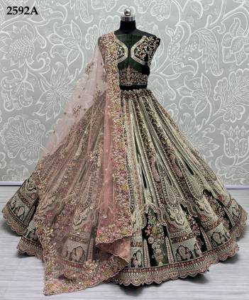 DNO. 2592A BY ANJANI ART EMBROIDERY LEHENGA CHOLI WHOLESALER IN INDIA