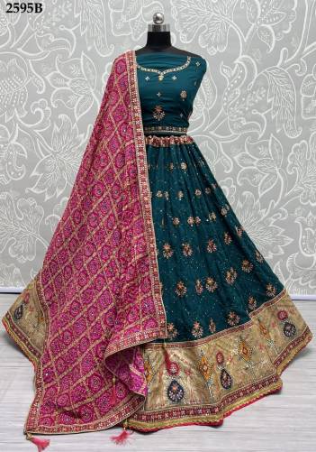 SERIES – 2595A TO 2595C BY ANJANI ART EMBRI=OIDERY LEHENGA CHOLI WHOLESALER IN INDIA