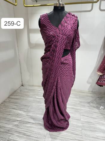 D.NO. 259A TO 259E BY AMOHA EMBROIDERY PART WEAR SAREE WHOLESALER IN INDIA