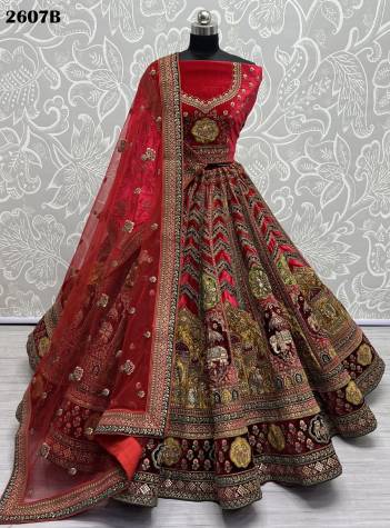 D.NO. 2607A & 2607B BY ANJANI ART EMBROIDERY LEHENGA CHOLI WHOLESALER IN INDIA