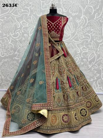 SERIES 2635A TO 2635C BY ANJANI ART EMBROIDERY LEHENGA CHOLI WHOLESALER IN INDIA
