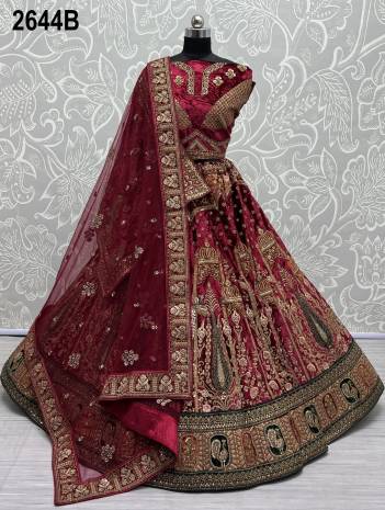 D.NO. 2644A TO 2644C BY ANJANI ART EMBROIDERY LEHENGA CHOLI WHOLESALER IN INDIA 
