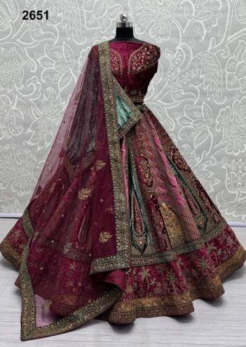 D.NO. 2651 BY ANJANI ART FANCY VELVET LEHENGA CHOLI WHOLESALER IN INDIA