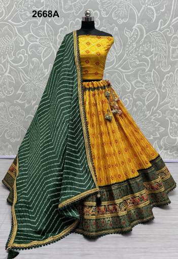D.NO. 2668A BY ANJANI COTTON LEHENGA CHOLI WHOLESALER IN INDIA