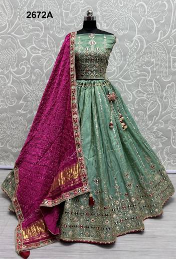 D.NO. 2672A & 2672B BY ANJANI ART GADWAL SILK LEHENGA CHOLI WHOLESALER IN INDIA