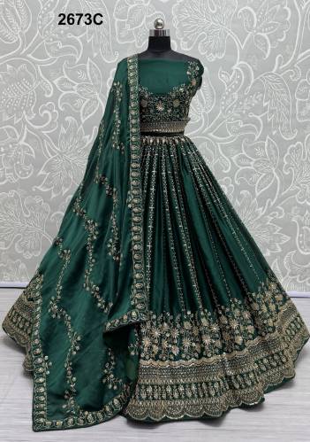 D.NO. 2673A TO 2673C BY ANJANI ART SATIN CHIFFON LEHENGA CHOLI WHOLESALER IN INDIA