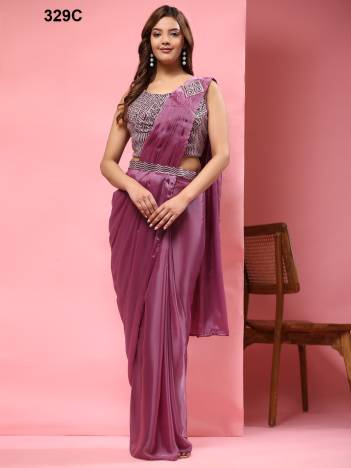 D.NO. 329A TO 329D BY AMOHA SATIN SAREE MANUFACTURER IN INDIA