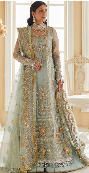 D.NO.R-595 BY RAMSHA ORGANZA  EMBROIDERY SALWAR KAMEEZ IN INDIA