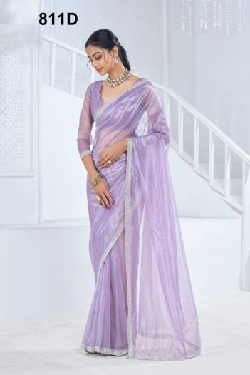 D.NO. 811A TO 811E BY MEHEK SOFT ORGANZA SAREE WHOLESLAER IN INDIA