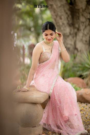 D.NO. BT286 BY BT HEAVY NYLON BUTTERFLY NET SAREE MANUFACTURE IN INDIA