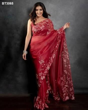 D.NO. BT3065 BY BT SOFT ORGANZA SAREE MANUFACTURER IN INDIA