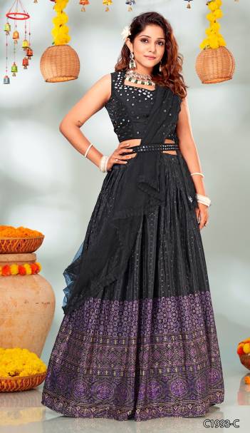 D.NO. C1993A TO C1993C BY AMOHA LEHENGA CHINON FABRIC MANUFACTURER IN INDIA