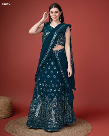 D.NO. C2009A TO C2009D by AMOHA READYMADE LEHENGA SAREE manufacturer in india