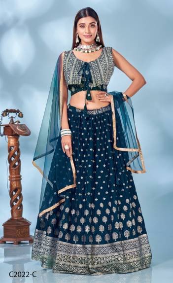 AMOHA C2022 COLOUR'S C2022A TO C2022C DESIGNER LEHENGA  WHOLESALER IN INDIA