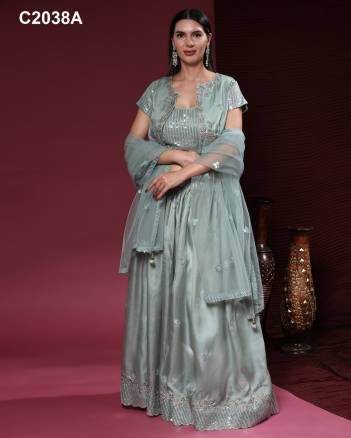 D.NO. C2038A BY AMOHA READYMADE CROP TOP LEHENGA CHOLI MANUFACTURER IN INDIA