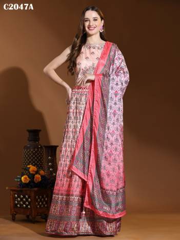 D.NO. C2047A & C2047B BY AMOHA DESIGNER PRINTS LEHENGA CHOLE WHOLESALER IN INDIA 