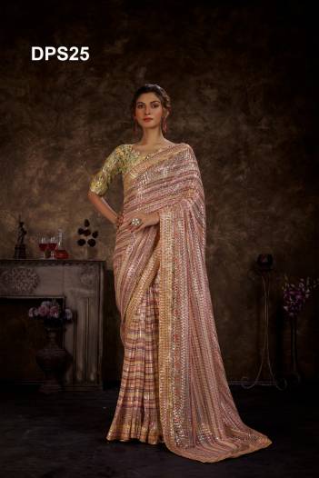 D.NO. DPS25 BY AMOHA SEQUIN WORK SAREE  DESIGNER SAREE WHOLESALER IN INDIA